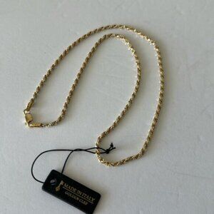 Golden Clef Sterling Silver 925 Gold Plated Rope Link Necklace 18” long Italy